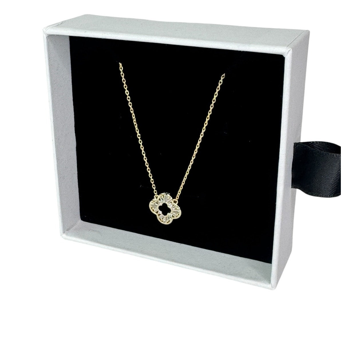 Gold Open Clover Necklace