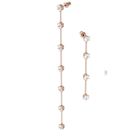 Swarovski Constella drop earrings Round cut, White, Rose gold-tone plated