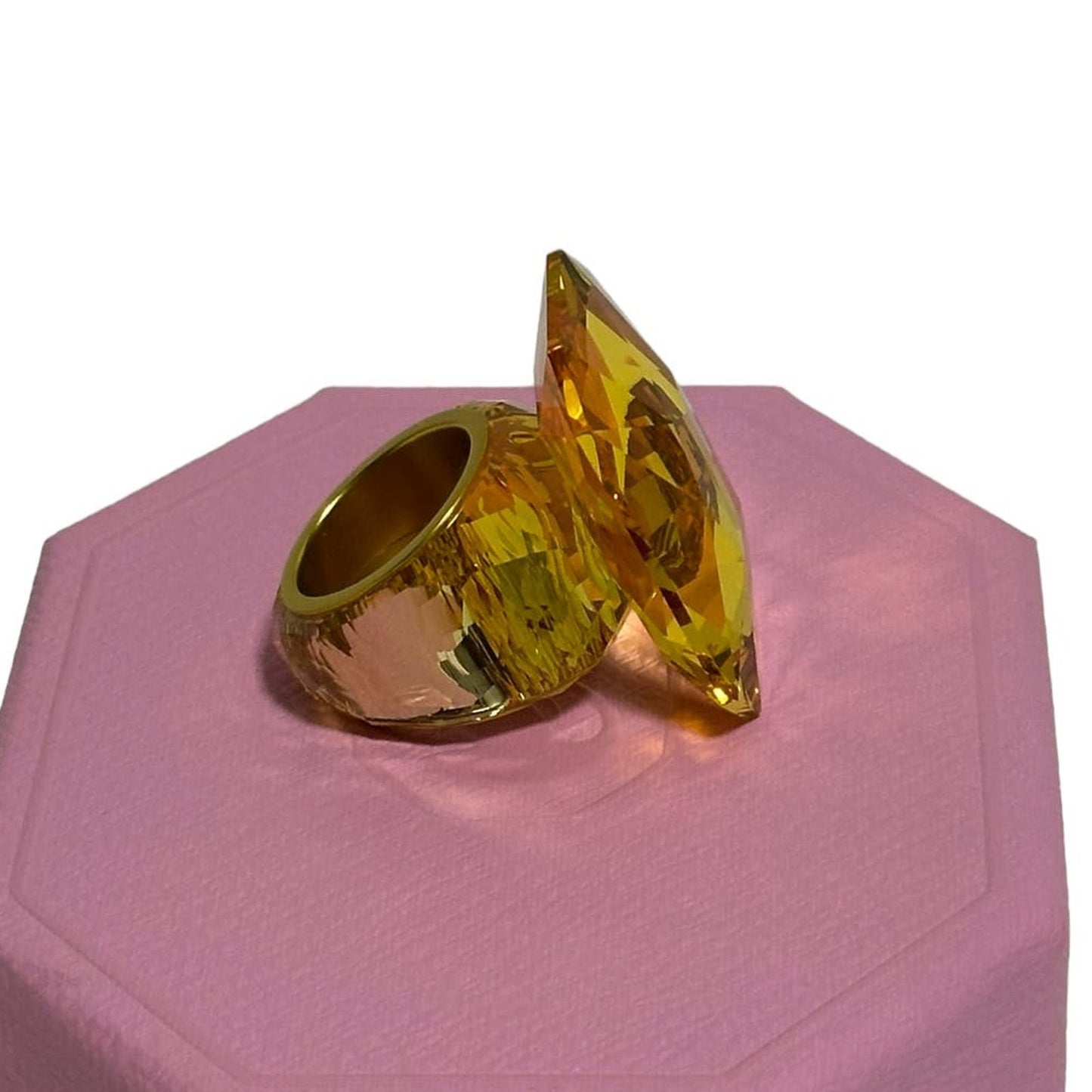 Swarovski Lucent cocktail ring Oversized crystal, Octagon cut, Yellow 52  / USA6