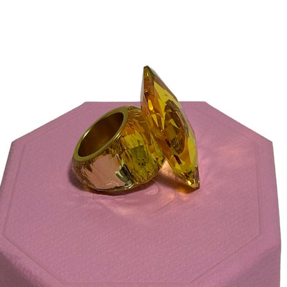 Swarovski Lucent cocktail ring Oversized crystal, Octagon cut, Yellow 52  / USA6