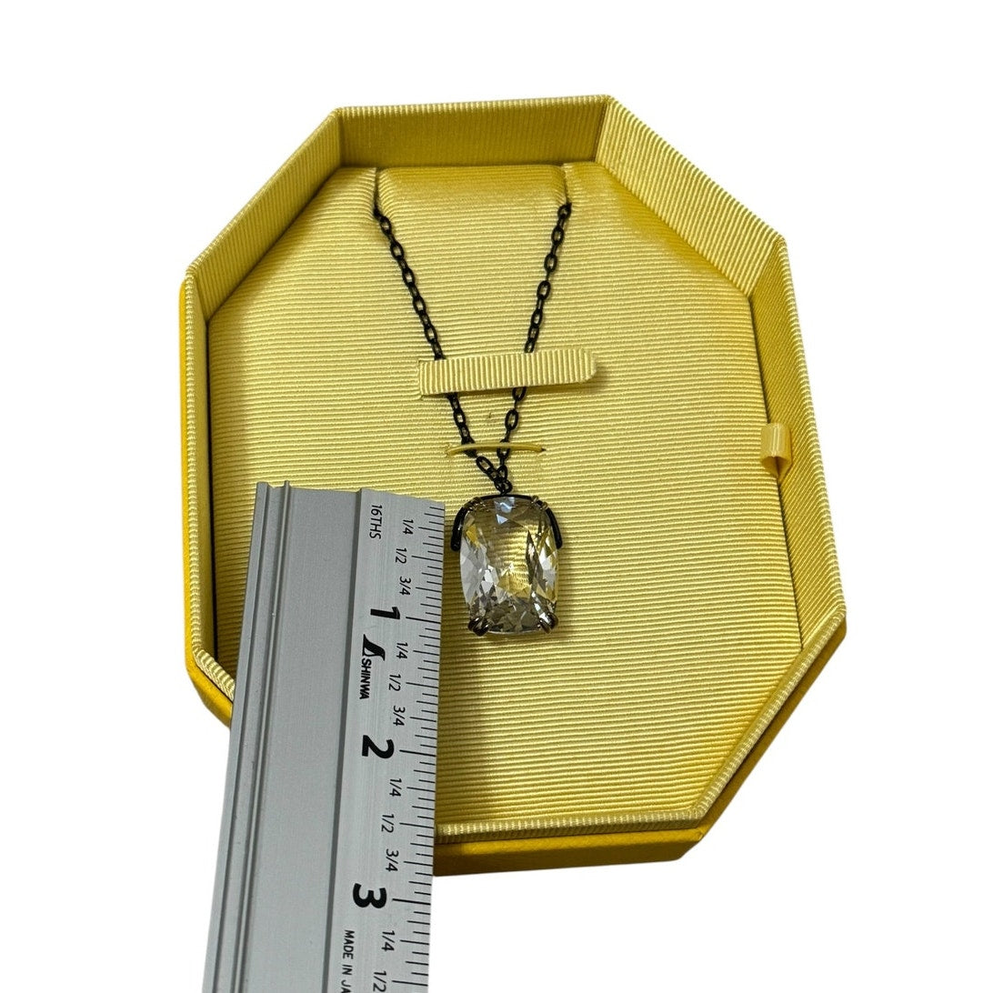 Swarovski Black And Clear Cushion Cut Crystal Harmonia Pendant Long Necklace NIB