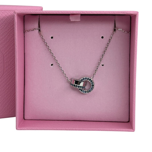 Swarovski Hollow pendant Interlocking loop, Blue Adjustable Necklace