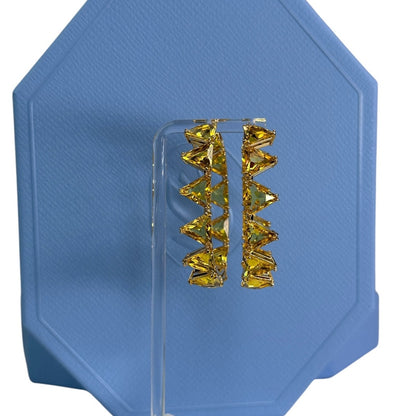 Swarovski Millenia hoop earrings Yellow, Gold-tone plated