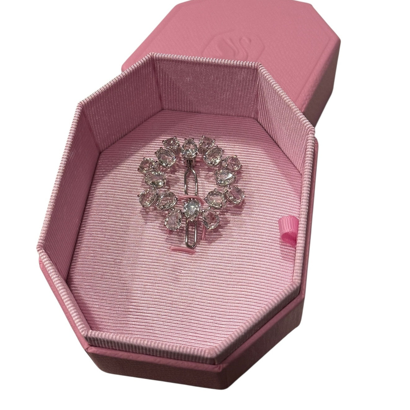 Swarovski Hair Clip, Pear Cut Crystals, White, Rhodium Plated