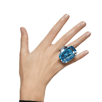 Swarovski Lucent cocktail ring Oversized crystal, Octagon cut, Blue 52 / 6 USA