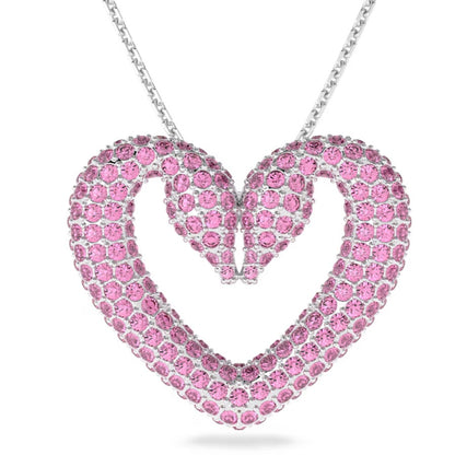 Swarovski Sublima Pendant (Pink) Swan Heart, Large, Necklace