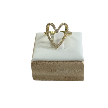 Open Heart Ring 18k Gold Plated Adjustable Ring for Women