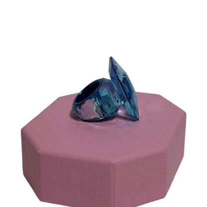 Swarovski Lucent cocktail ring Oversized crystal, Octagon cut, Blue 58 / 8USA