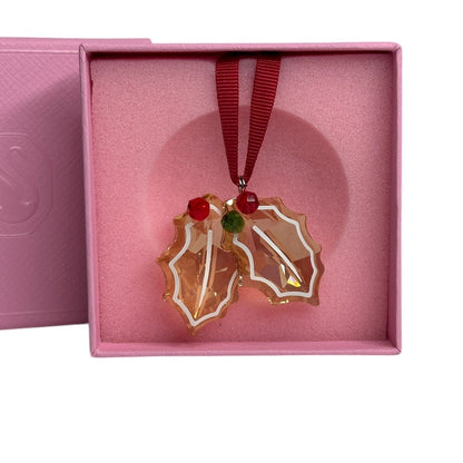 Swarovski Holiday Cheers Gingerbread Holly Leaves Ornament