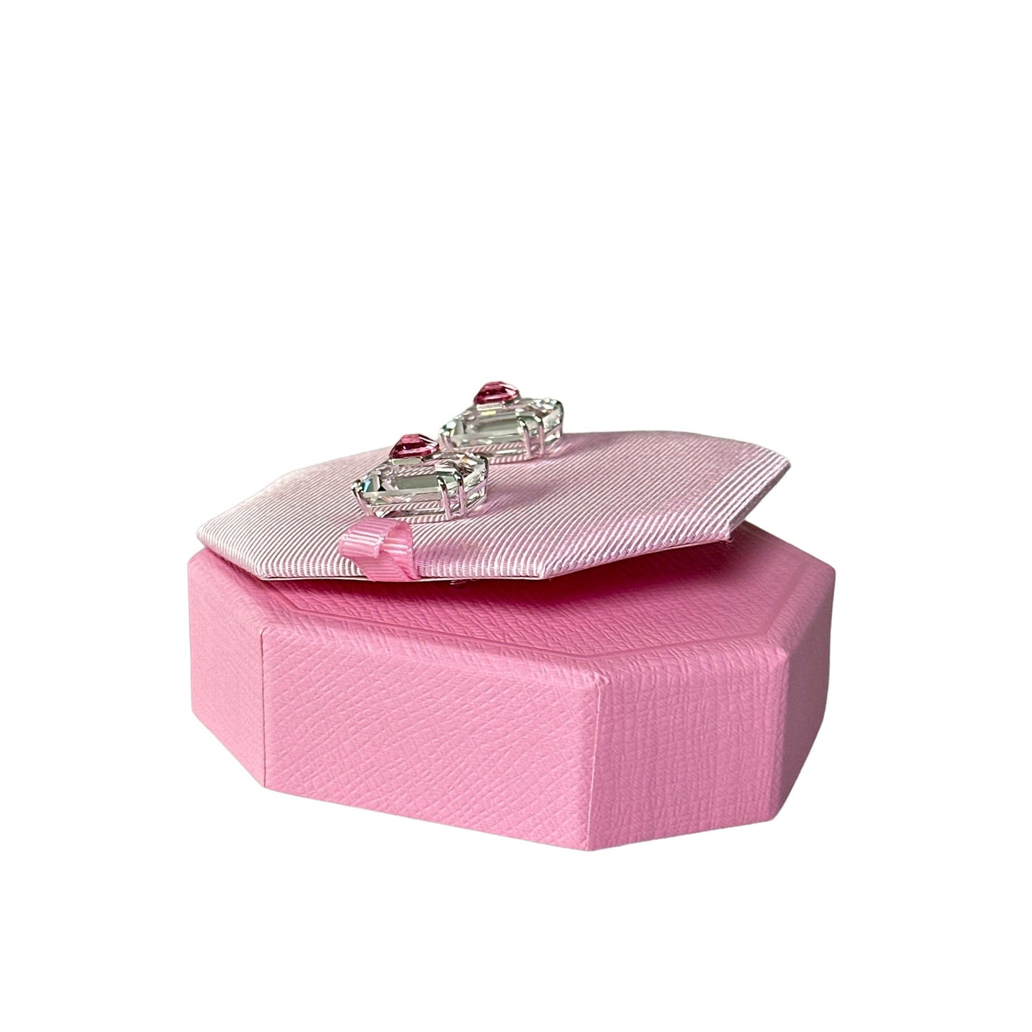 Swarovski Chroma stud earrings Octagon cut, Pink, Rhodium plated