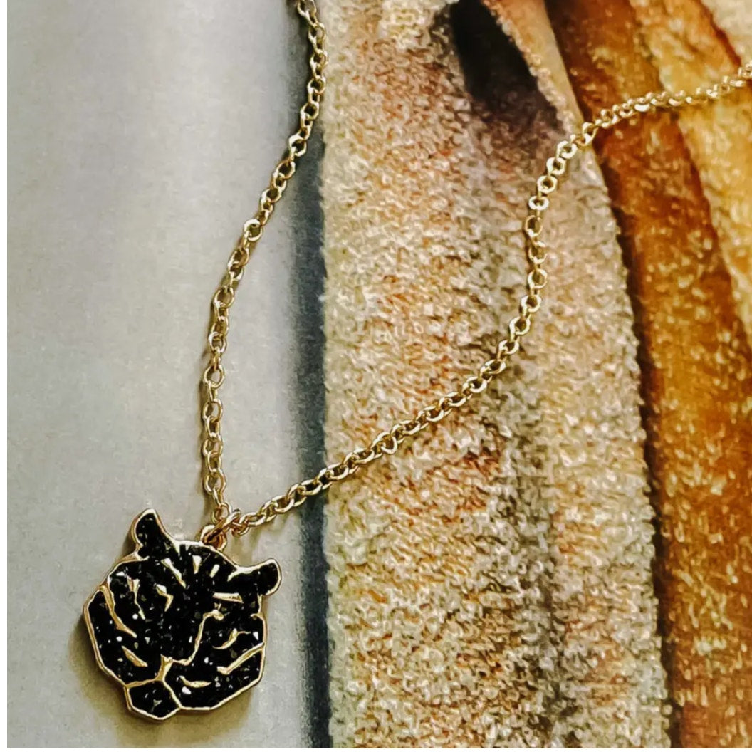 Tiger Necklace Pendant Color Black and Gold