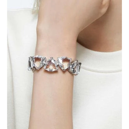 Swarovski Millenia bracelet Triangle cut crystals, White, Rhodium plated M