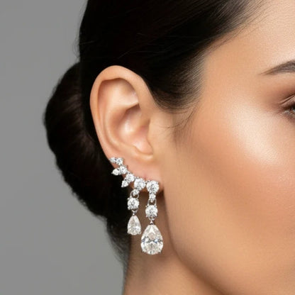 925 Sterling Silver Moissanite Drop Earrings for Women Elegant Sparkling Dangle