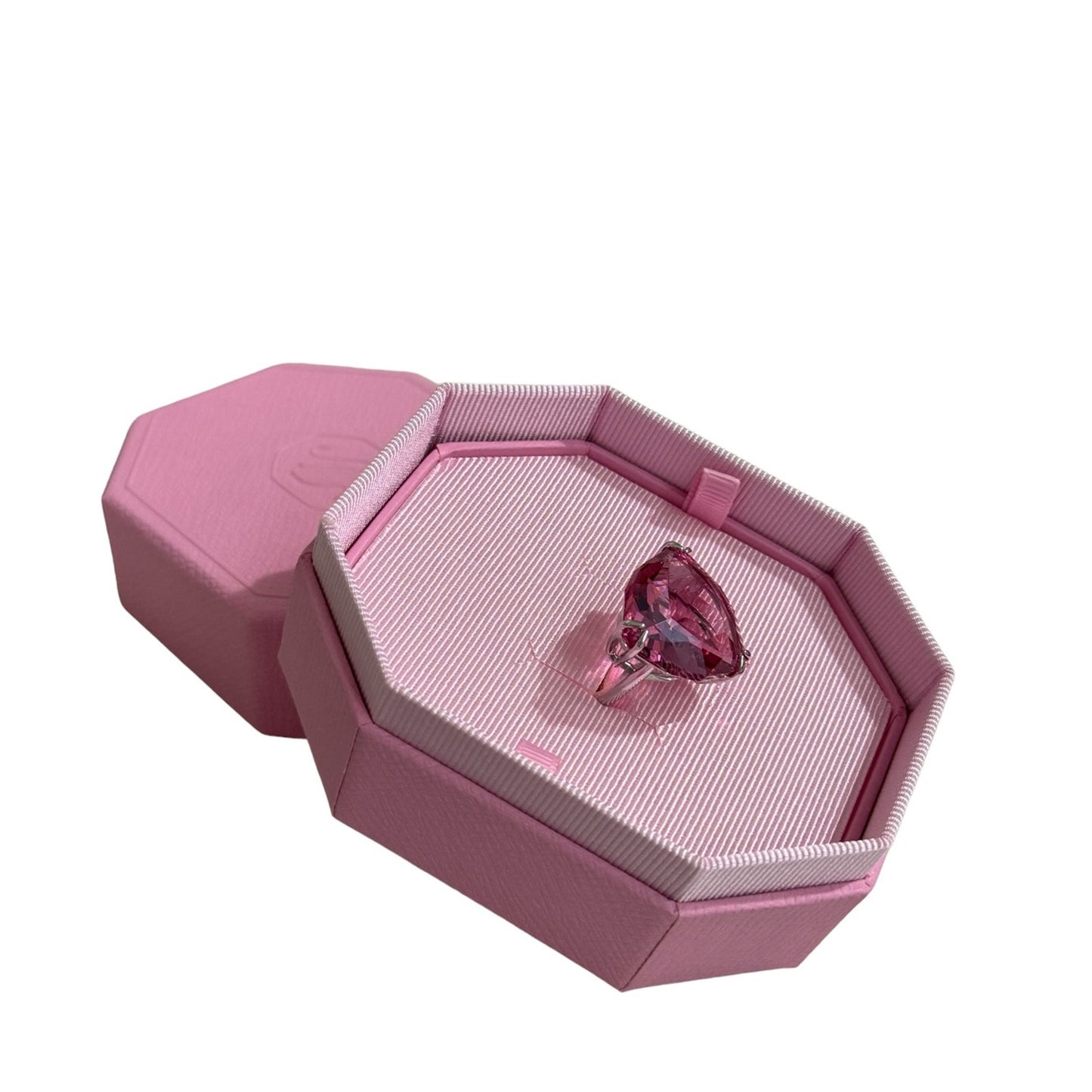 Swarovski Millenia cocktail ring Trilliant cut, Pink, Rhodium plated 50 / 5