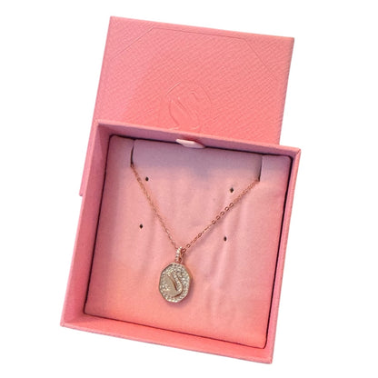 Swarovski Signum pendant Swan, Long, White, Rose gold-tone plated Necklace