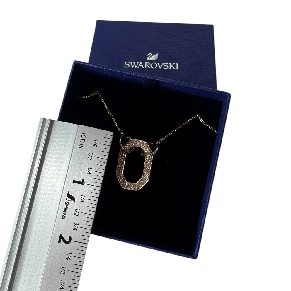 Swarovski Dextera Pendant Octagon Shape, Pavé, White, Rose Gold-Tone Plated