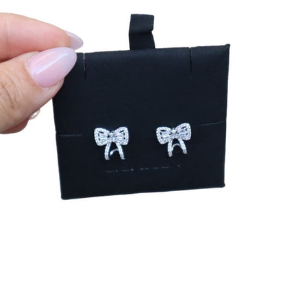 Elegant Sparkle Bowtie Earrings | 925 Sterling Silver & Cubic Zirconia Bow Studs