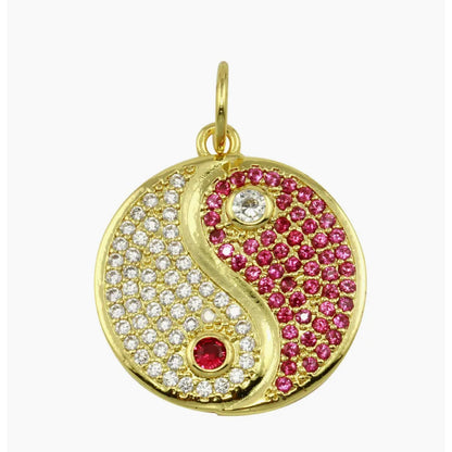 PINK YIN YANG CHAIN NECKLACE YIN YANG PENDANT