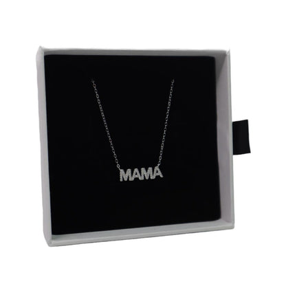 Elegant Mama Silver Necklace | Personalized Jewelry Gift with Cubic Zirconia for Moms