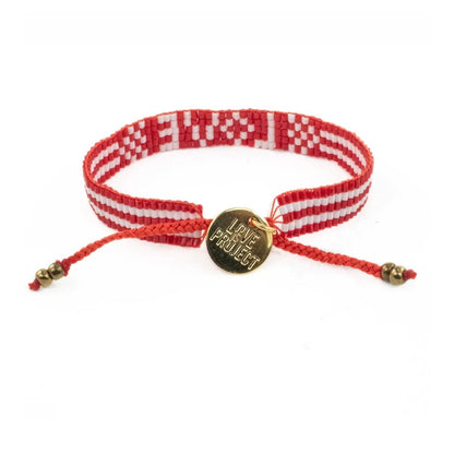 SEED BEAD LOVE BRACELET RED