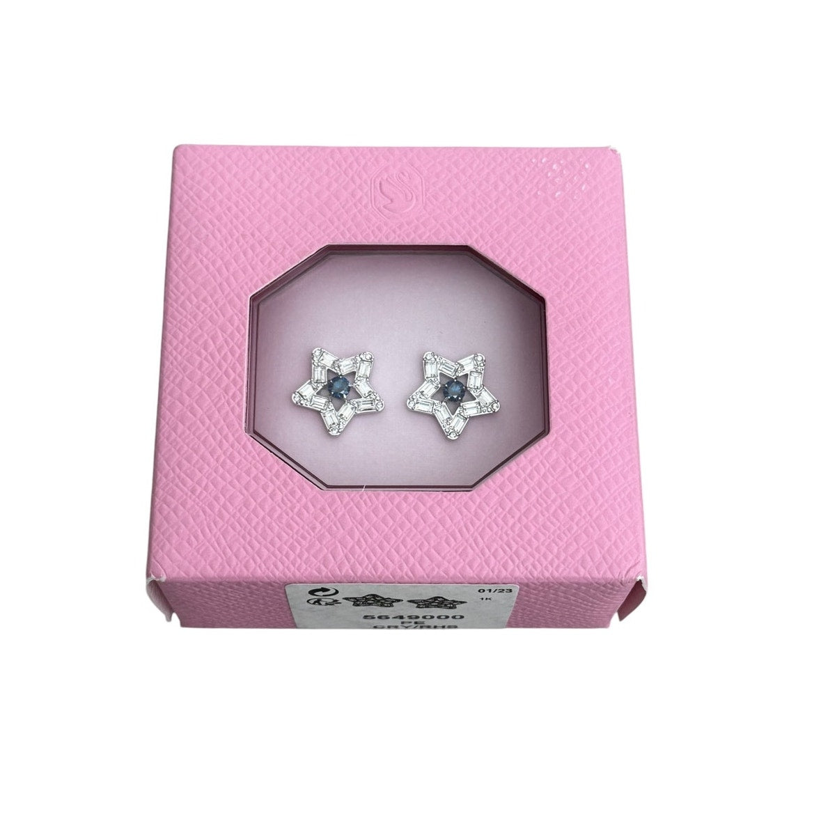 Swarovski Blue Stella Rhodium Plated Star Stud Earrings