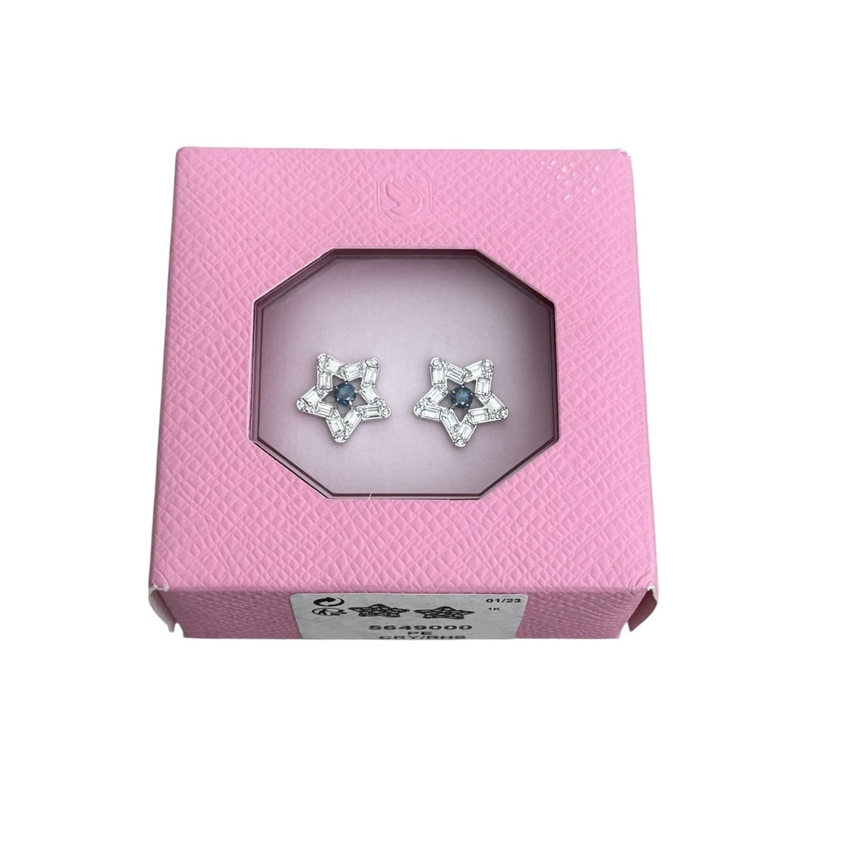Swarovski Blue Stella Rhodium Plated Star Stud Earrings