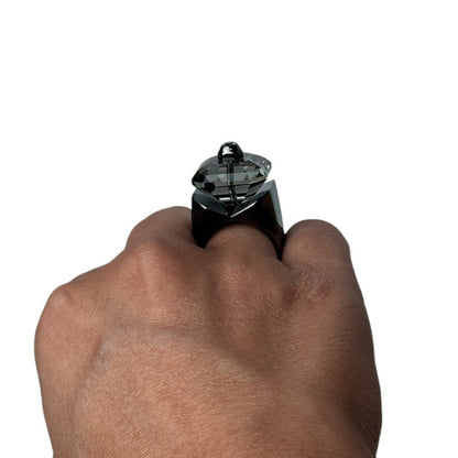 Swarovski Numina cocktail ring Octagon cut, Black, Ruthenium plated SIZE 64