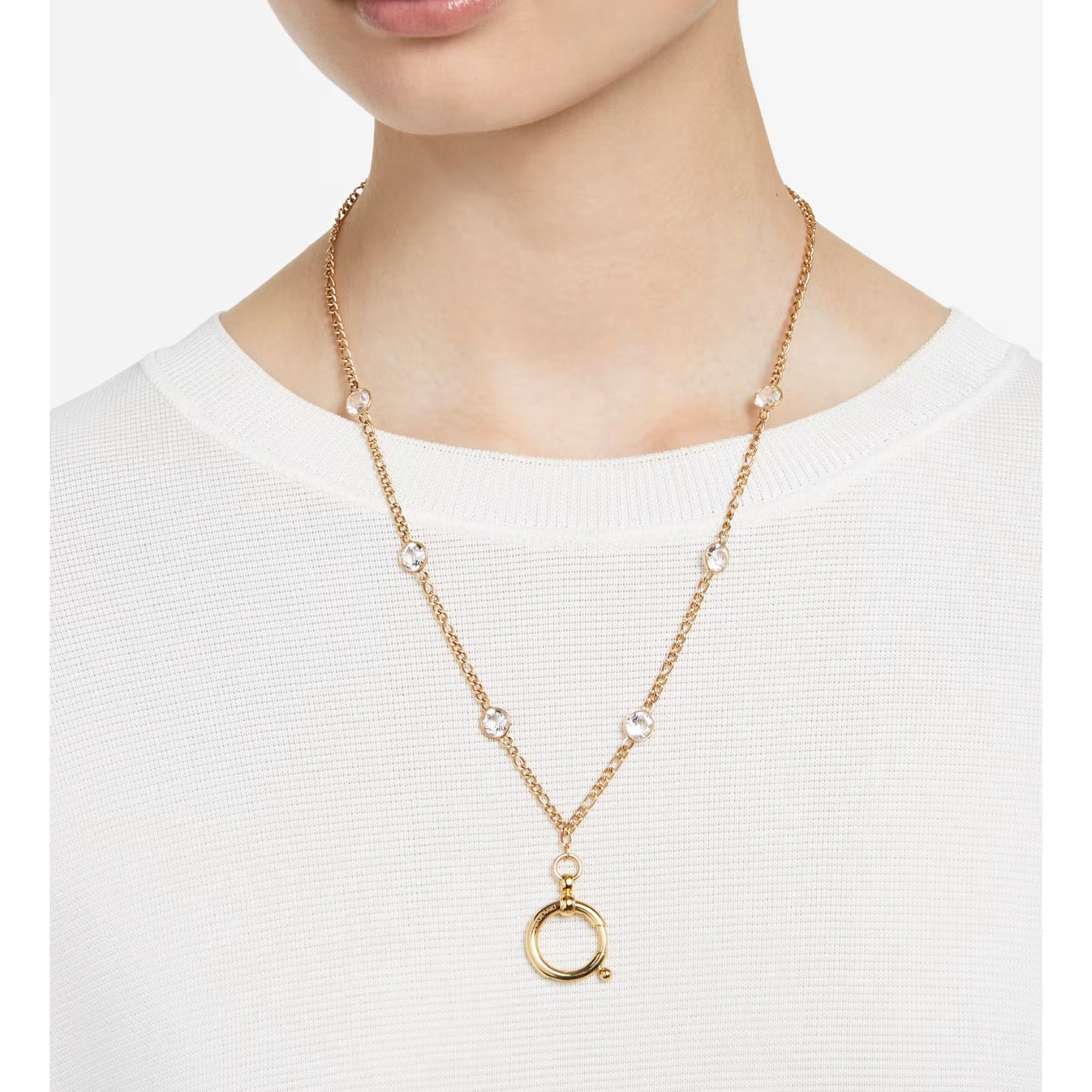 Swarovski Curiosa ring holder necklace Gold tone, Gold-tone plated