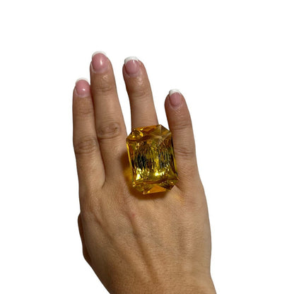 Swarovski Lucent cocktail ring Oversized crystal, Octagon cut, Yellow 60 / USA 9