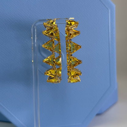 Swarovski Millenia hoop earrings Yellow, Gold-tone plated