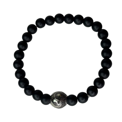 Balance & Power Men’s Bead Bracelet Skull, Yin Yang & Angel Wings Set