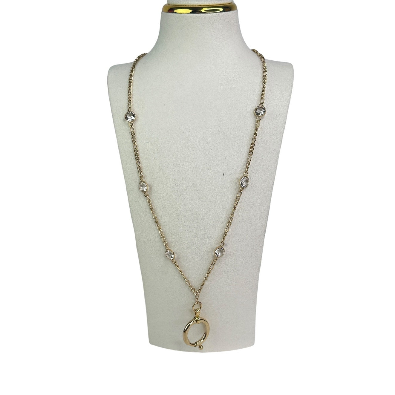 Swarovski Curiosa ring holder necklace Gold tone, Gold-tone plated