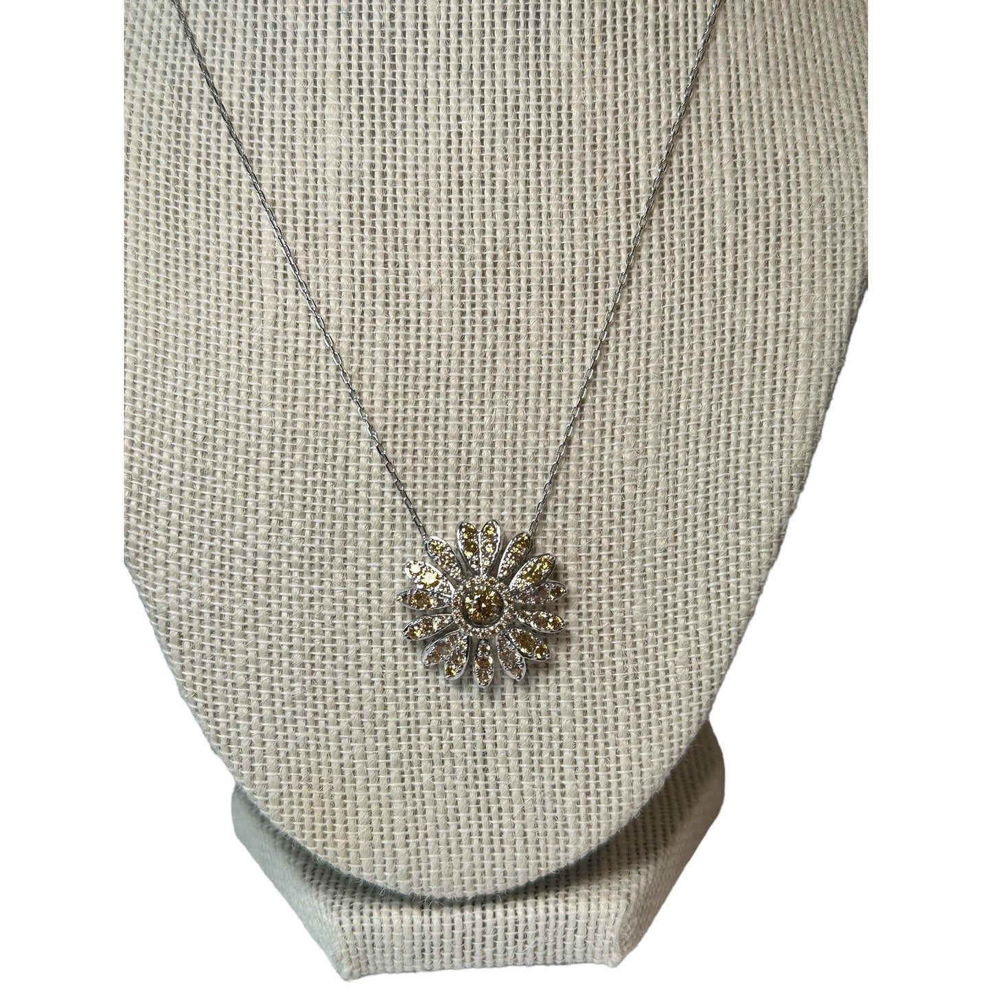 Swarovski Eternal Flower pendant Flower, Yellow, Rhodium plated necklace