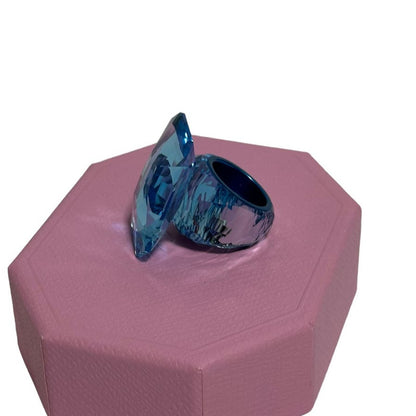 Swarovski Lucent cocktail ring Oversized crystal, Octagon cut, Blue 52 / 6 USA