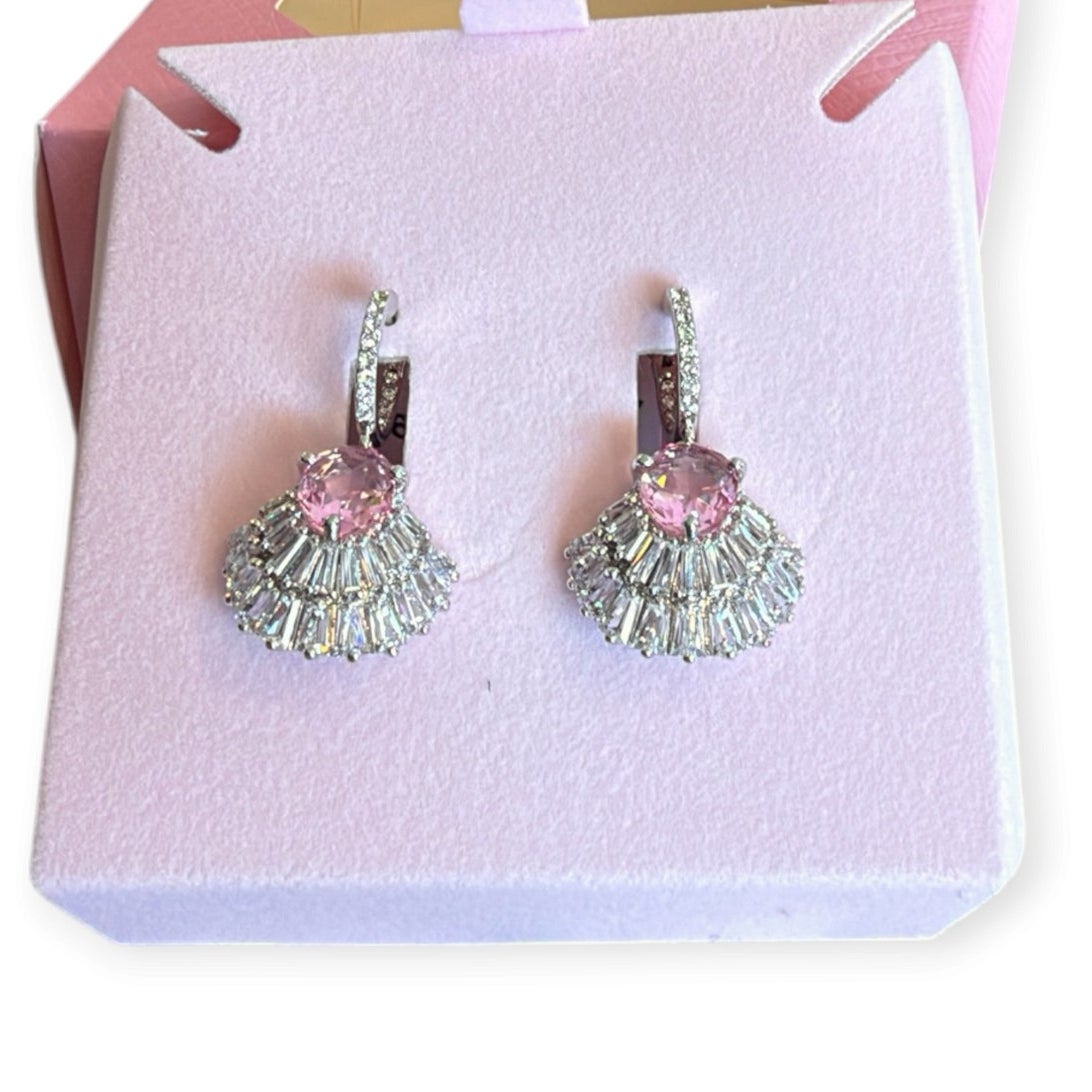 Swarovski Idyllia Drop Earrings, Pink, Mixed Cuts, rhodium-plated metal