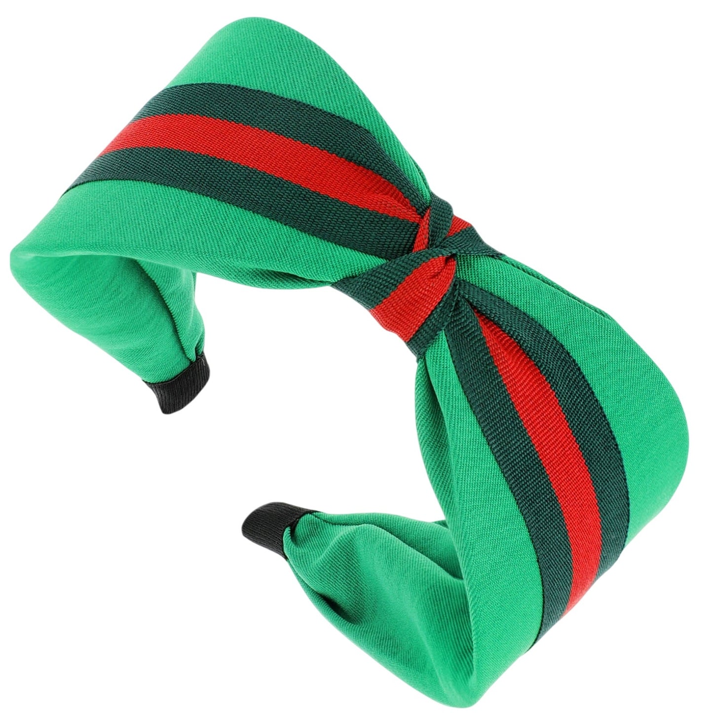 Green Knot Headband with Red & Dark Green Stripes