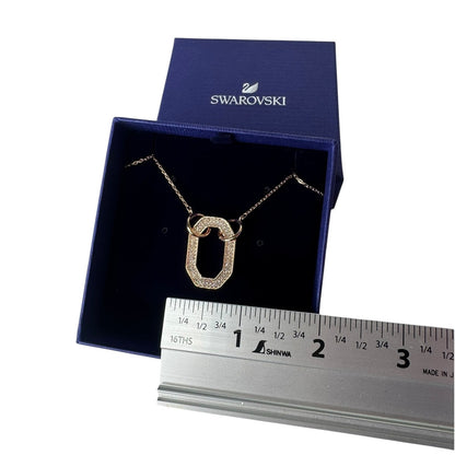 Swarovski Dextera Pendant Octagon Shape, Pavé, White, Rose Gold-Tone Plated