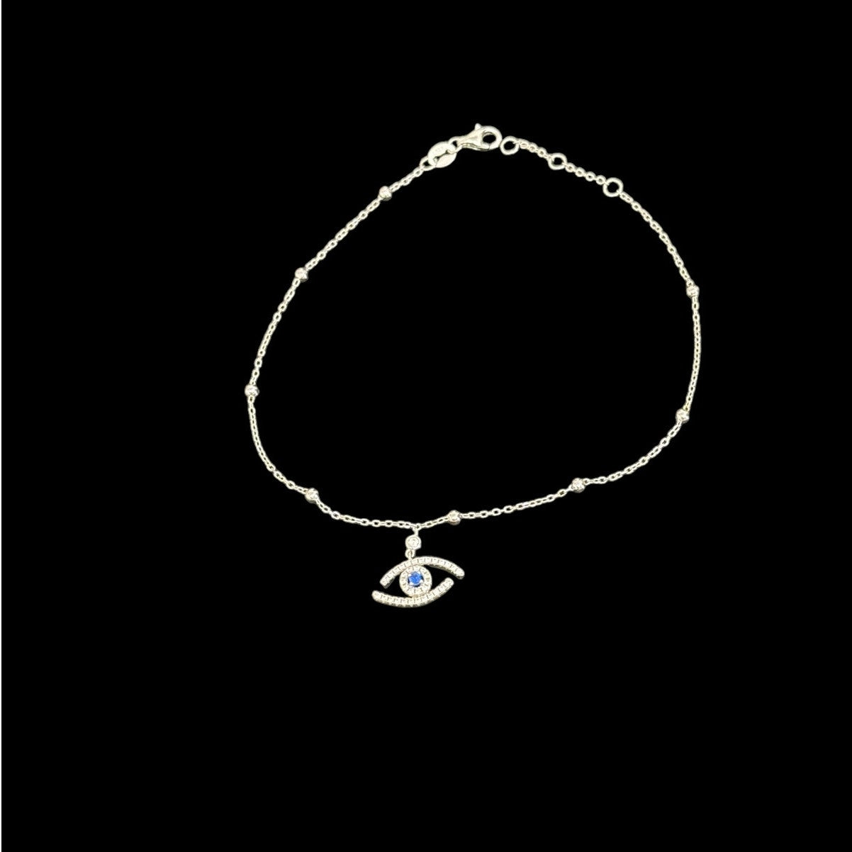 Anklet with Blue & White Cubic Zirconia Elegant Women's Jewelry