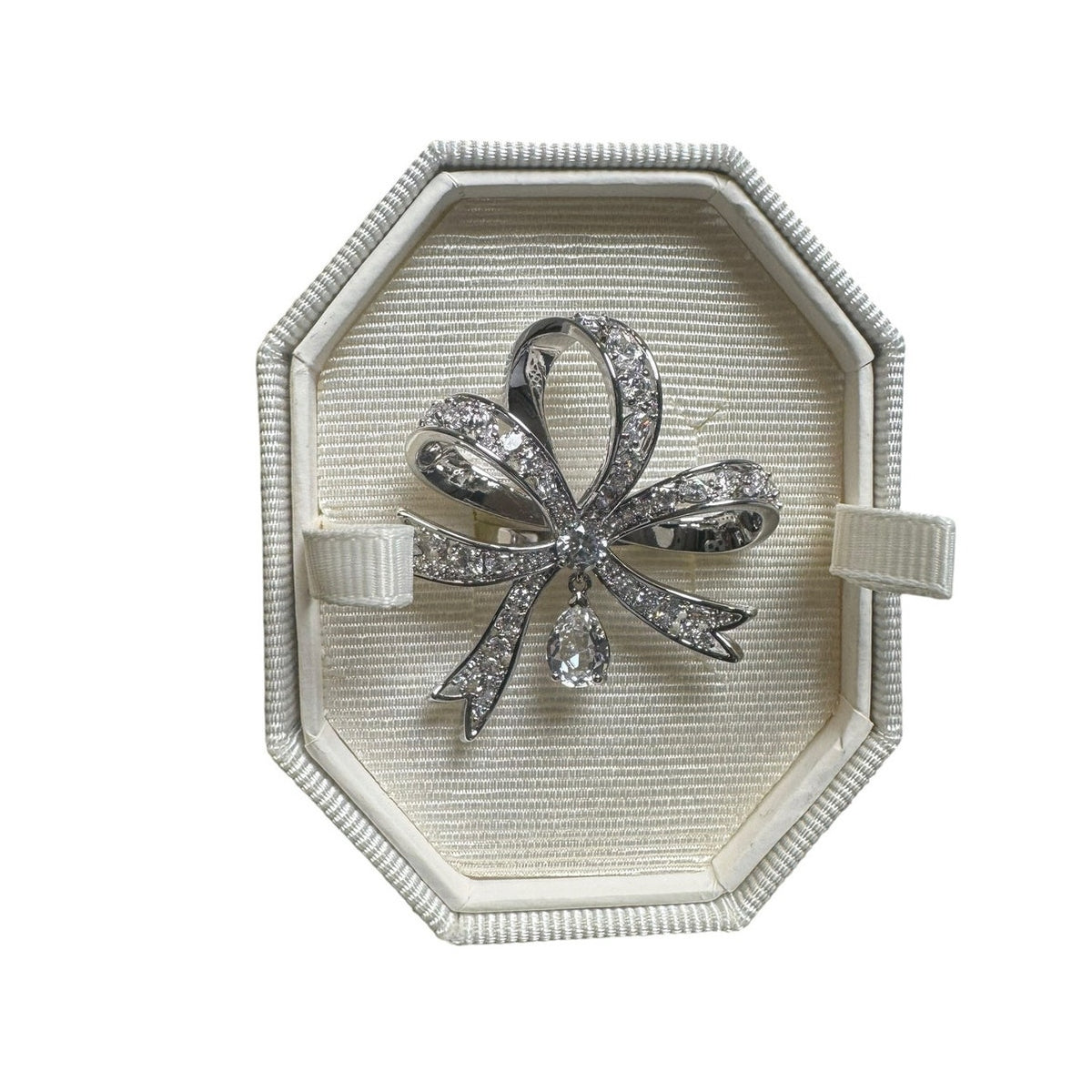 Swarovski Volta Cocktail Ring Bow White Crystal Rhodium Plated 55 /7
