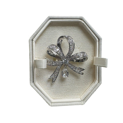 Swarovski Volta Cocktail Ring Bow White Crystal Rhodium Plated 55 /7