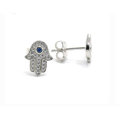 Hamsa Hand Earrings in 925 Sterling Silver - Elegant Spiritual Jewelry