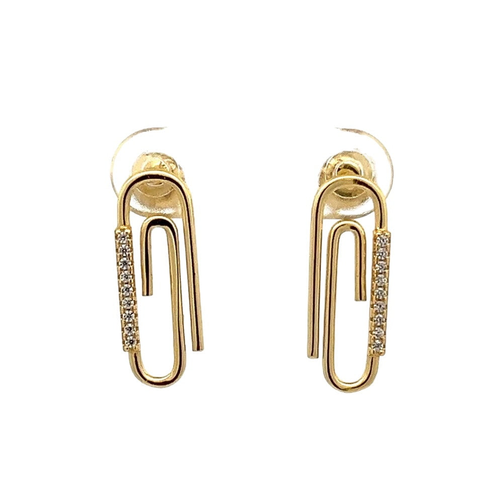 Paperclip Stud Earrings color gold