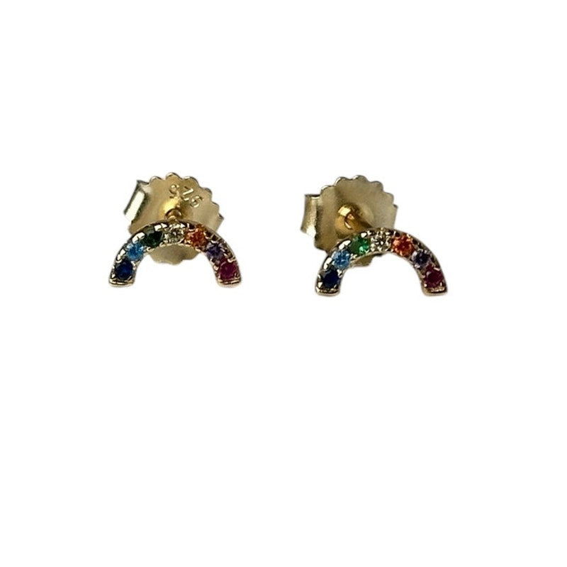 Mini Rainbow Earrings with Cubic Zirconia Colorful Glam Jewelry