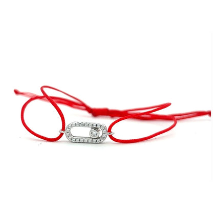 Red String Bracelet 925 Sterling Silver CZ Adjustable Bracelet