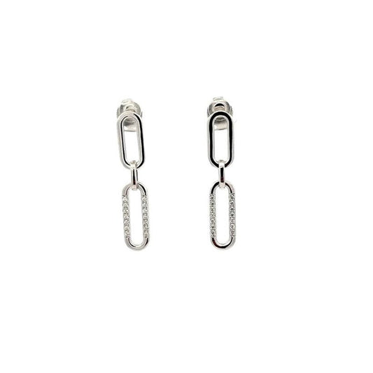 Paper Clip Earrings Link Drop Earrings  Silver