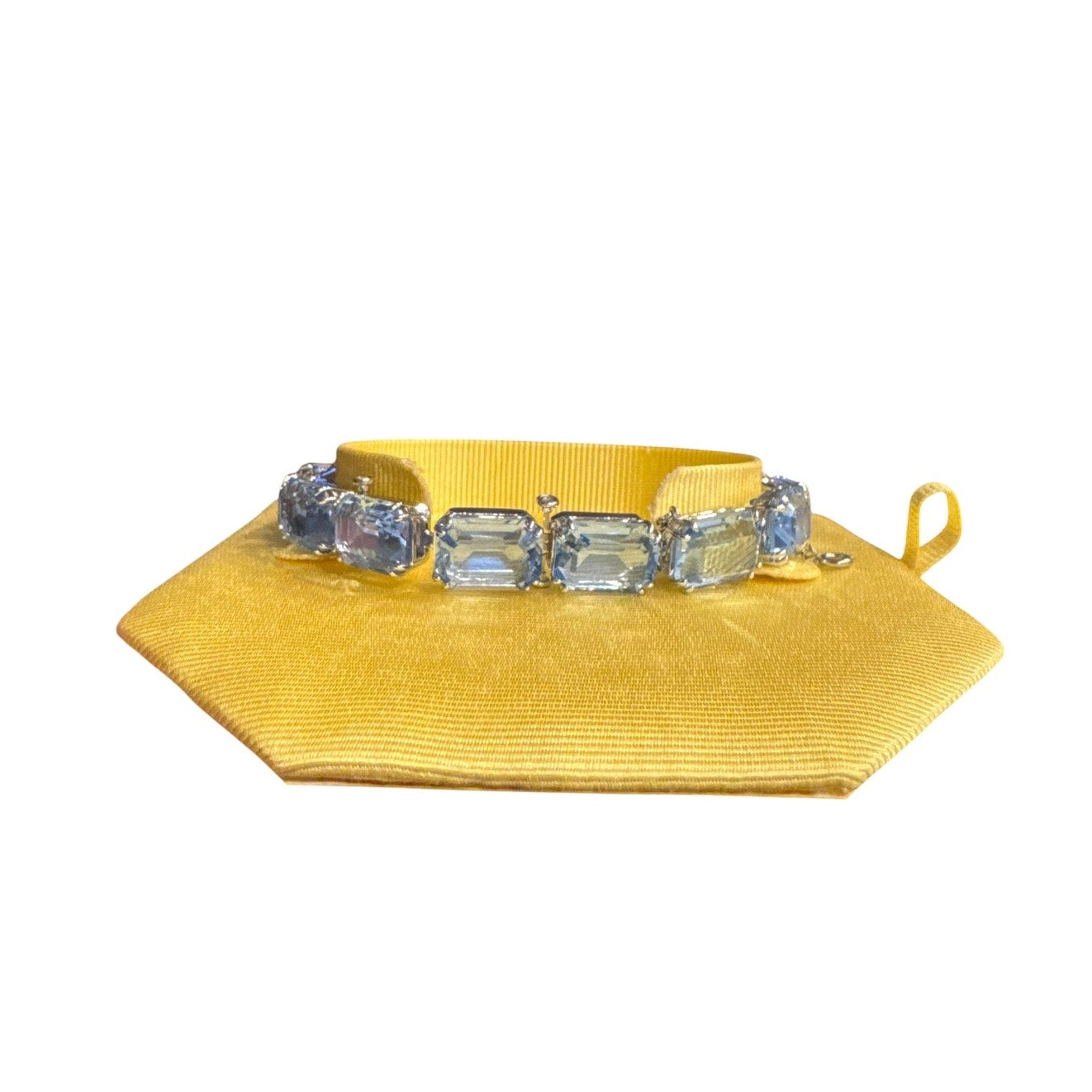 Swarovski Millenia Crystal Blue Square Cut Rhodium-Plated