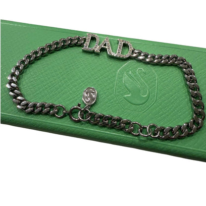 Swarovski Dad Bracelet, White, Rhodium Plated Large