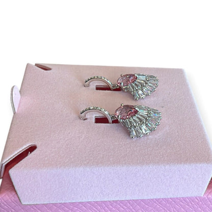 Swarovski Idyllia Drop Earrings, Pink, Mixed Cuts, rhodium-plated metal