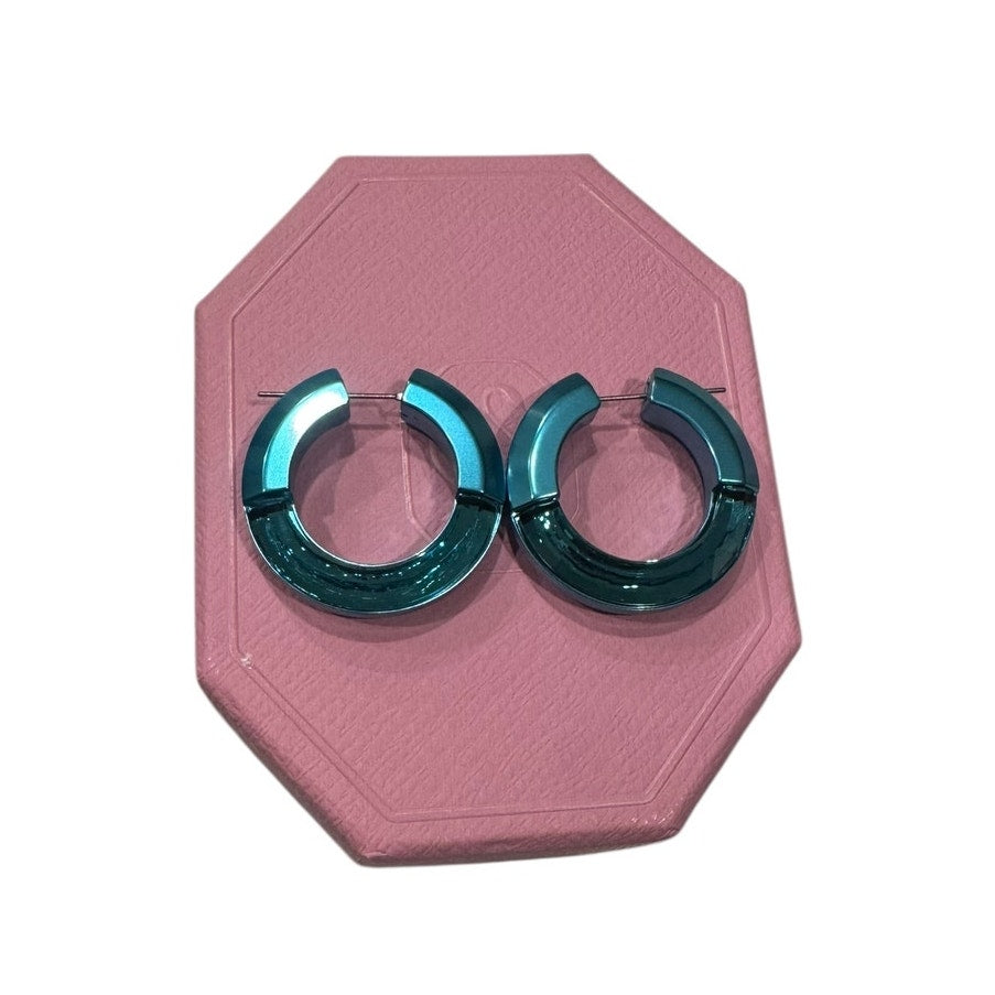 Swarovski Women's Hoop Earrings Lucent Blue Aluminum and Crystals