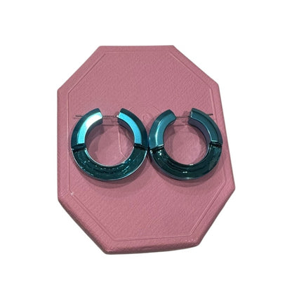 Swarovski Women's Hoop Earrings Lucent Blue Aluminum and Crystals